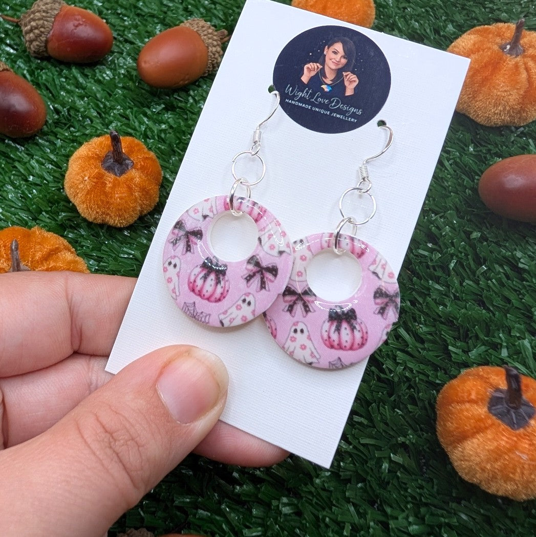 Pink Pumpkin Hoop Earrings