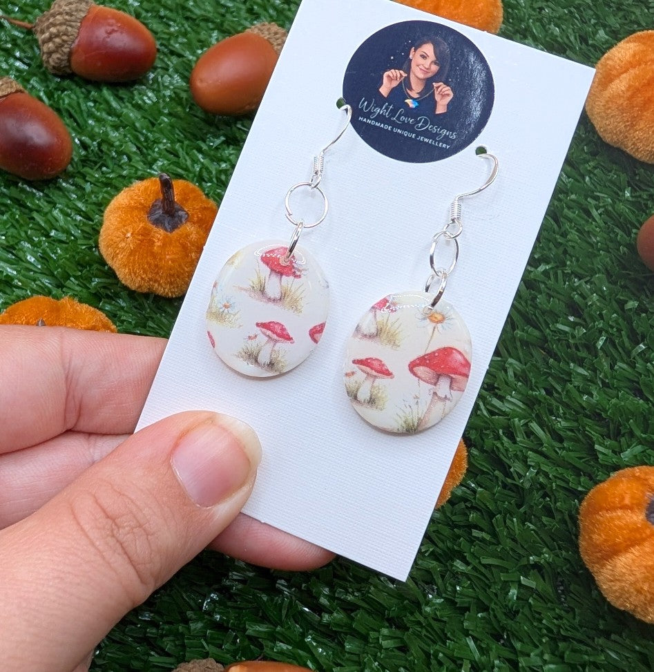 Toadstool Meadow Oval Drop Earrings