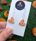 Autumn Sunflowers Small Heart Drop Earrings