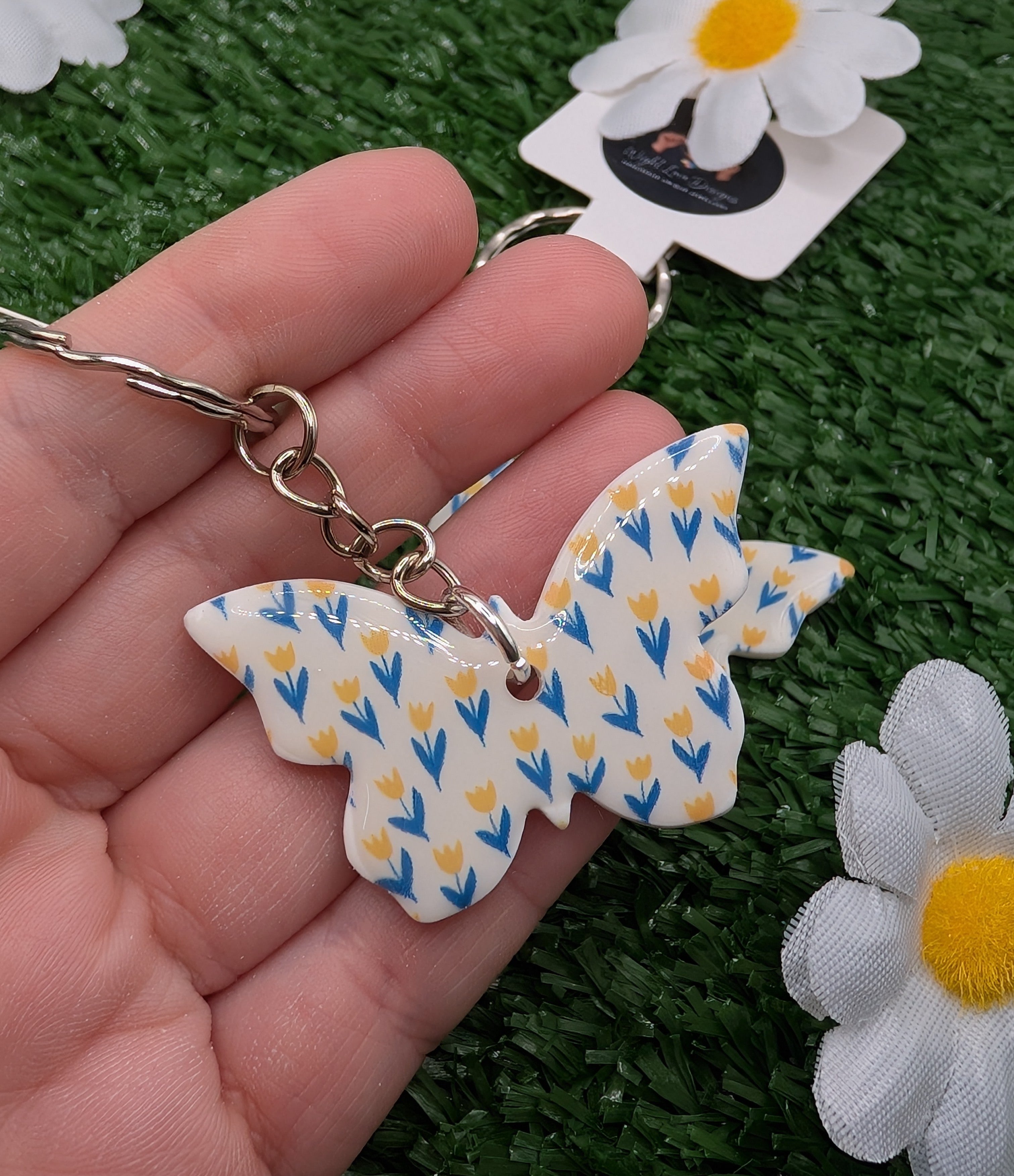 Yellow Tulip Butterfly Keyring
