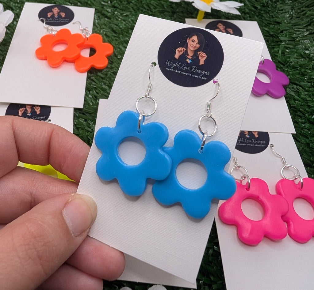 Large Neon Flower Drop Earrings