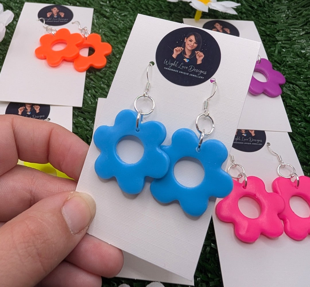 Large Neon Flower Drop Earrings
