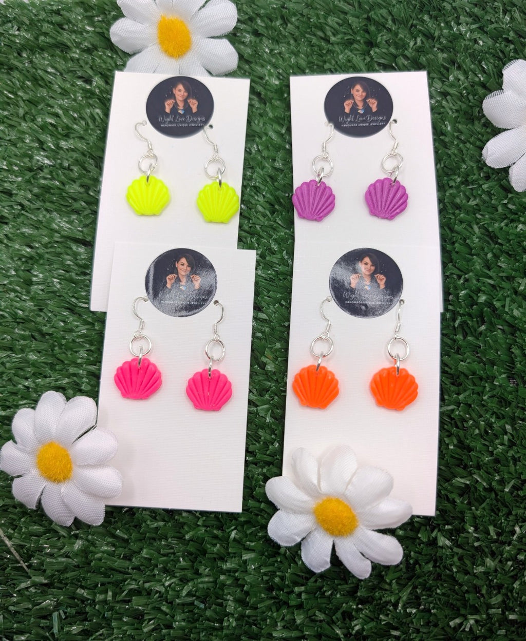 Small Shell Neon Drop Earrings