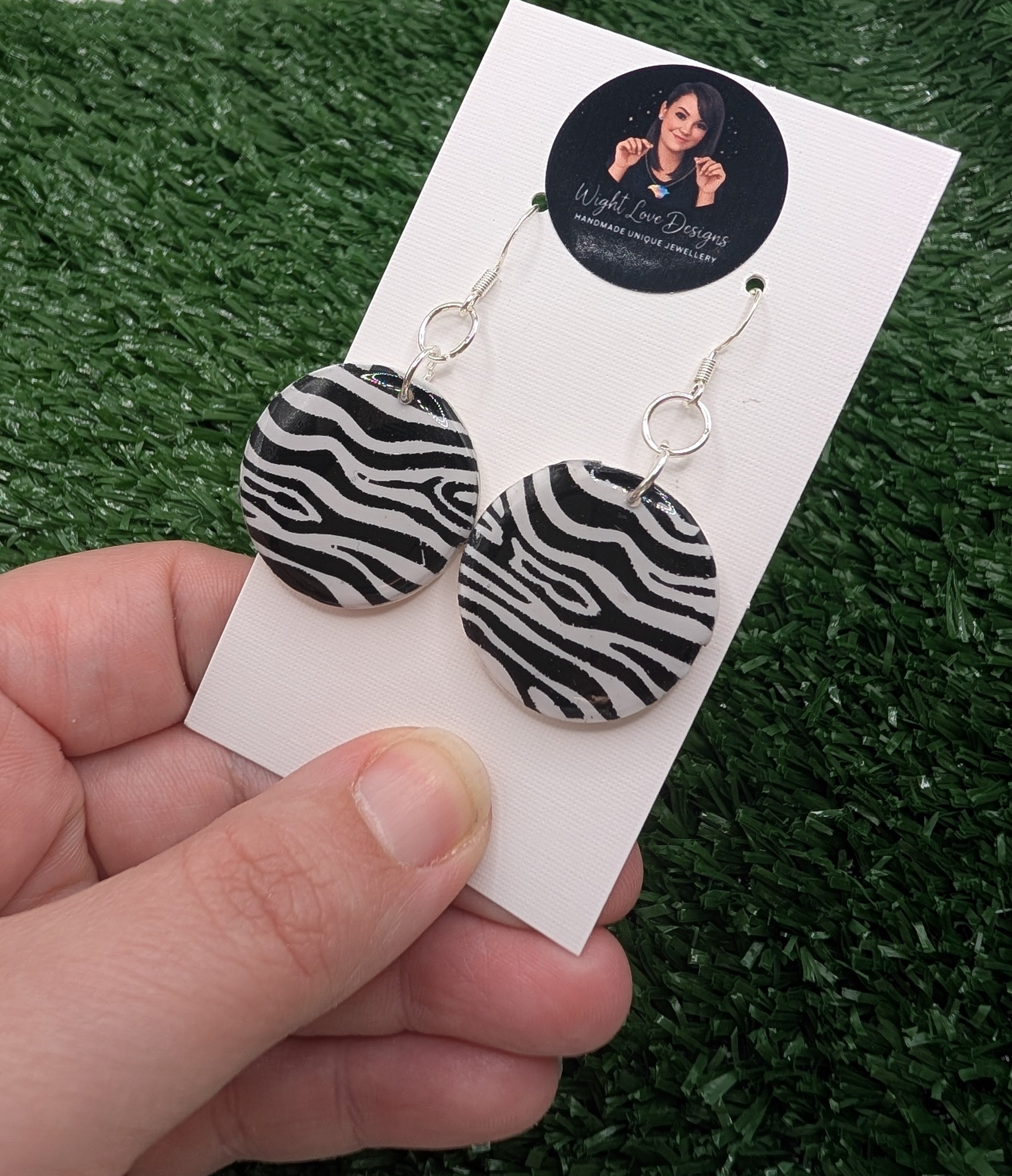 Zebra Print Disc Earrings