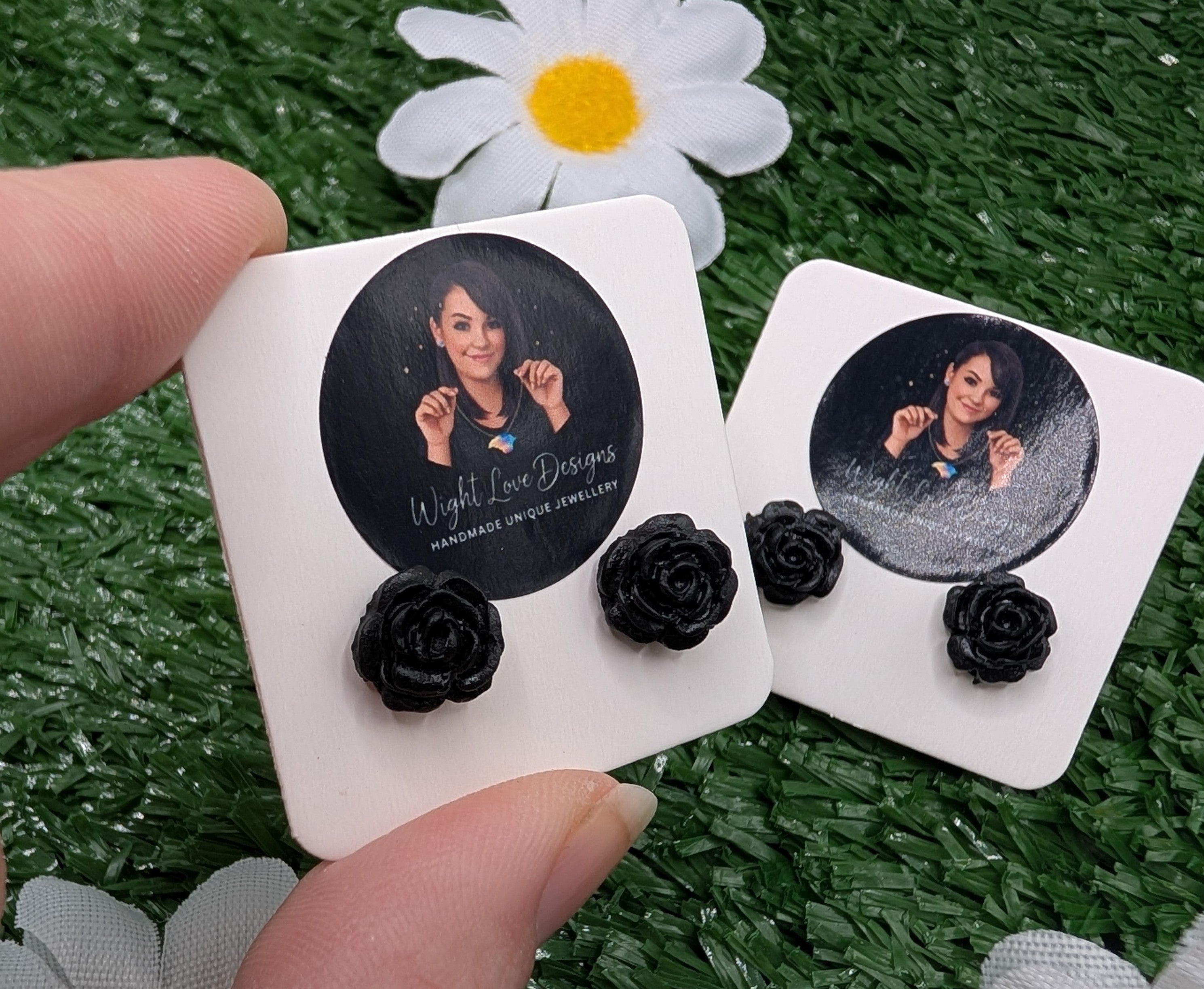 Mini Black Rose Stud Earrings