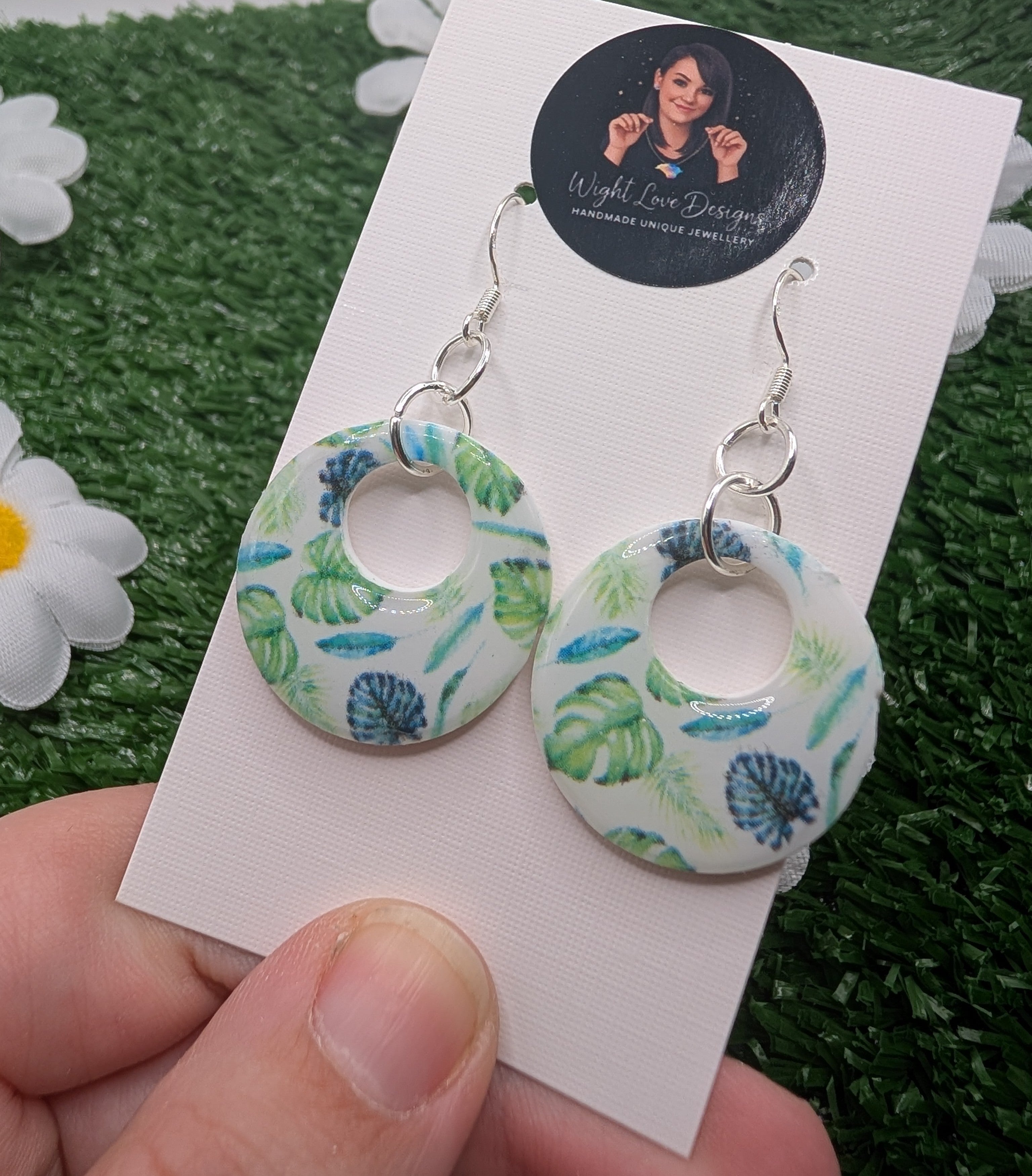 Monstera Hoop Earrings