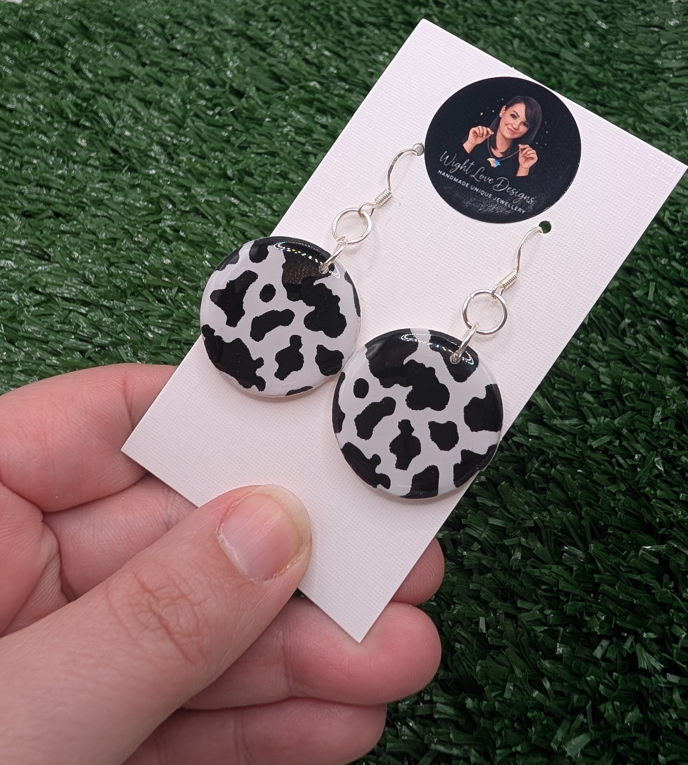 Cow Print Disc Earrings