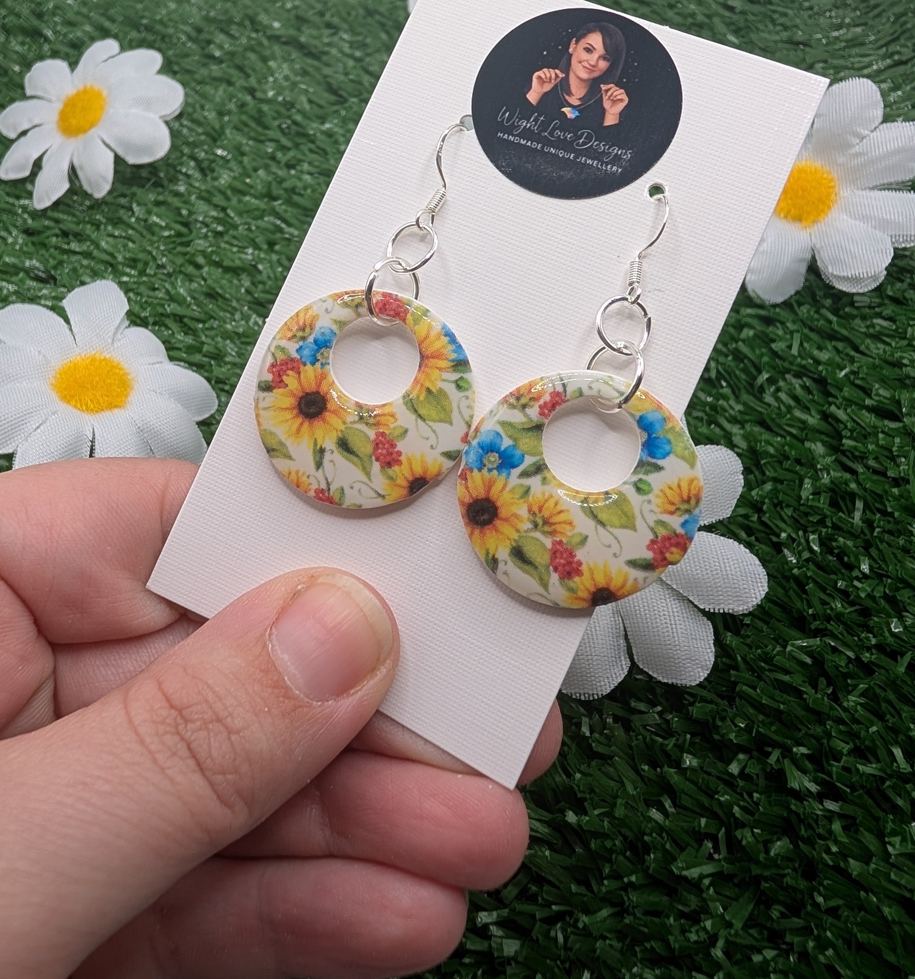 Summer Sunflower Hoop Earrings