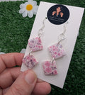 Pink Floral Double Drop Earrings
