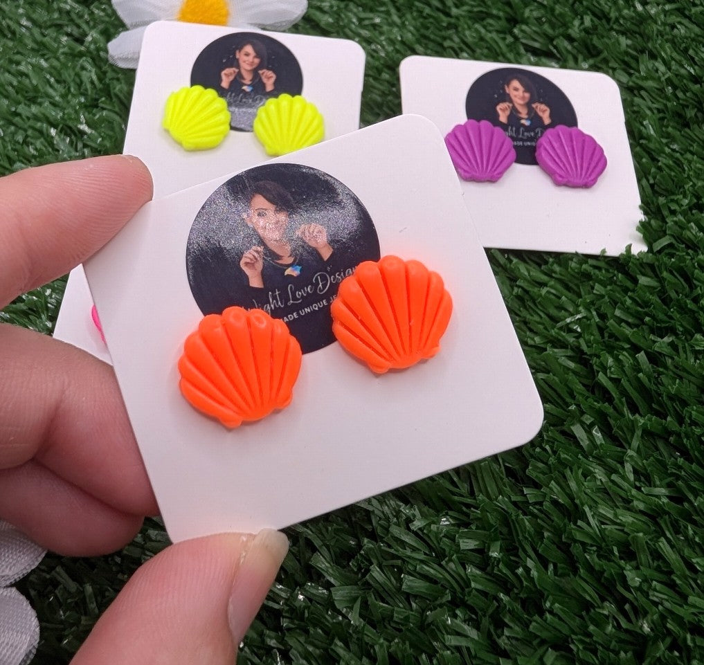 Small Shell Neon Stud Earrings