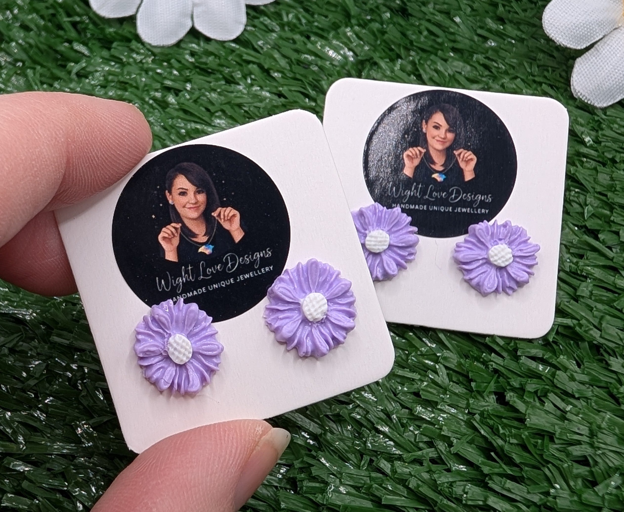 Lilac Daisy Stud Earrings
