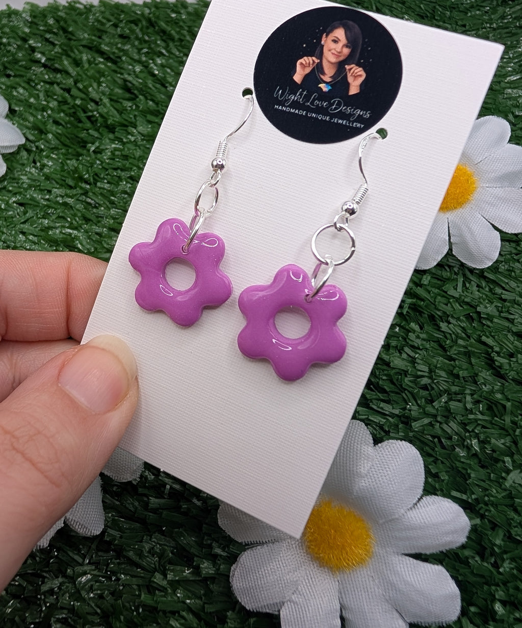 Purple Mini Flower Drop Earrings