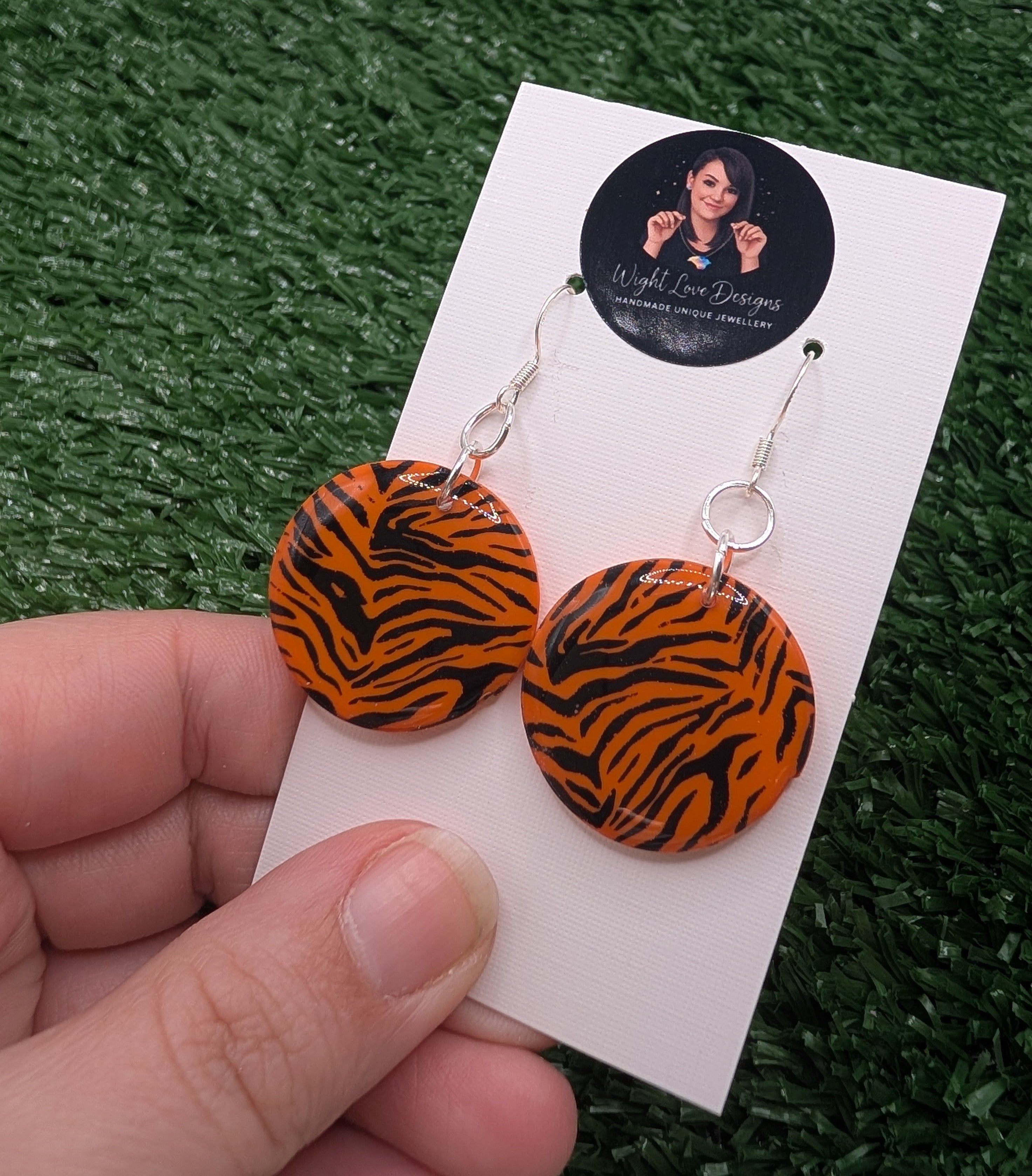 Tiger Print Disc Earrings