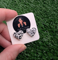 Snow Leopard Heart Stud Earrings