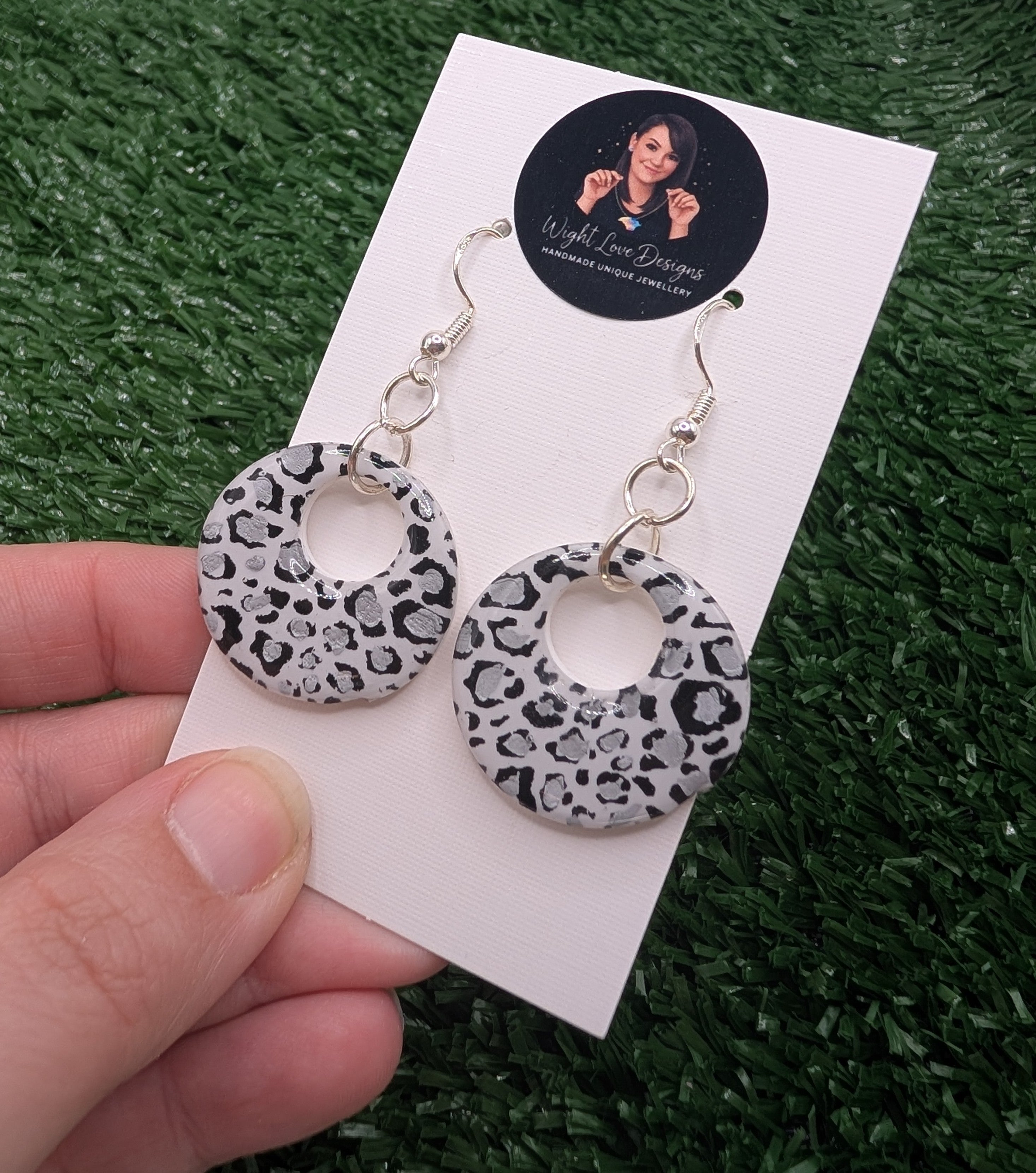 Snow Leopard Print Hoop Earrings