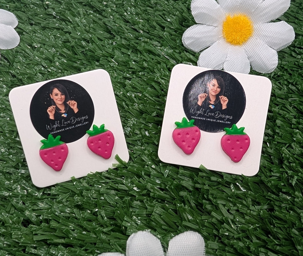 Pink Strawberry Stud Earrings
