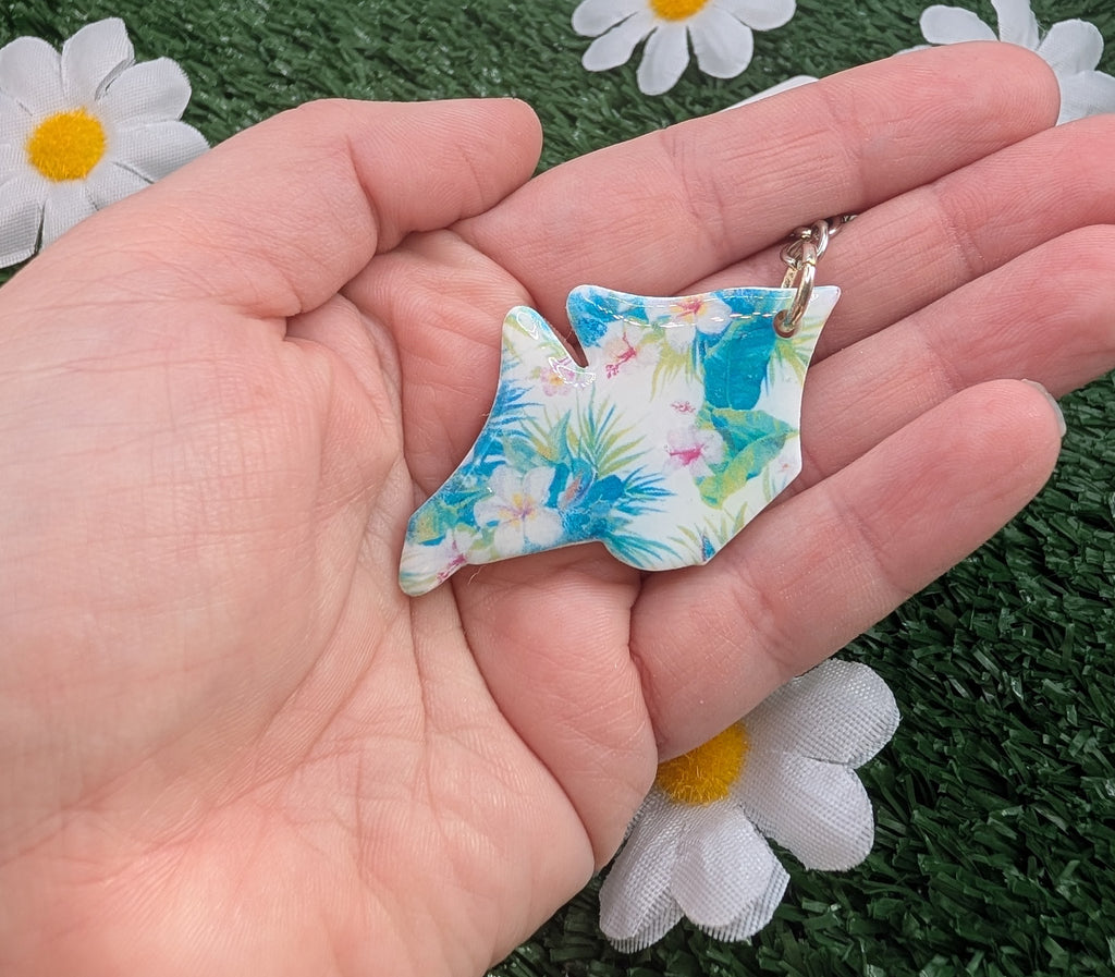 Tropical Flowers IOW Keyring