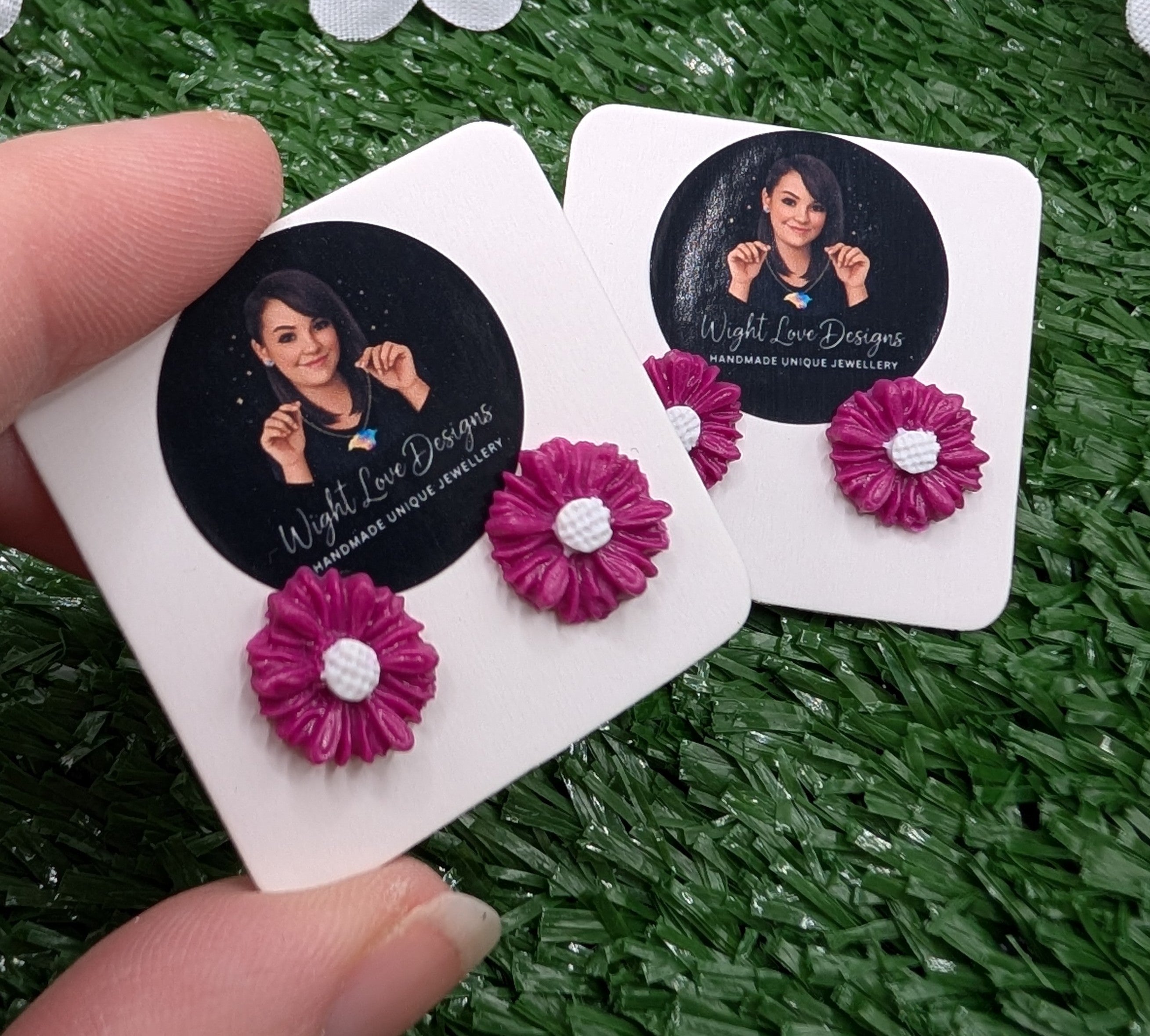 Violet Daisy Stud Earrings