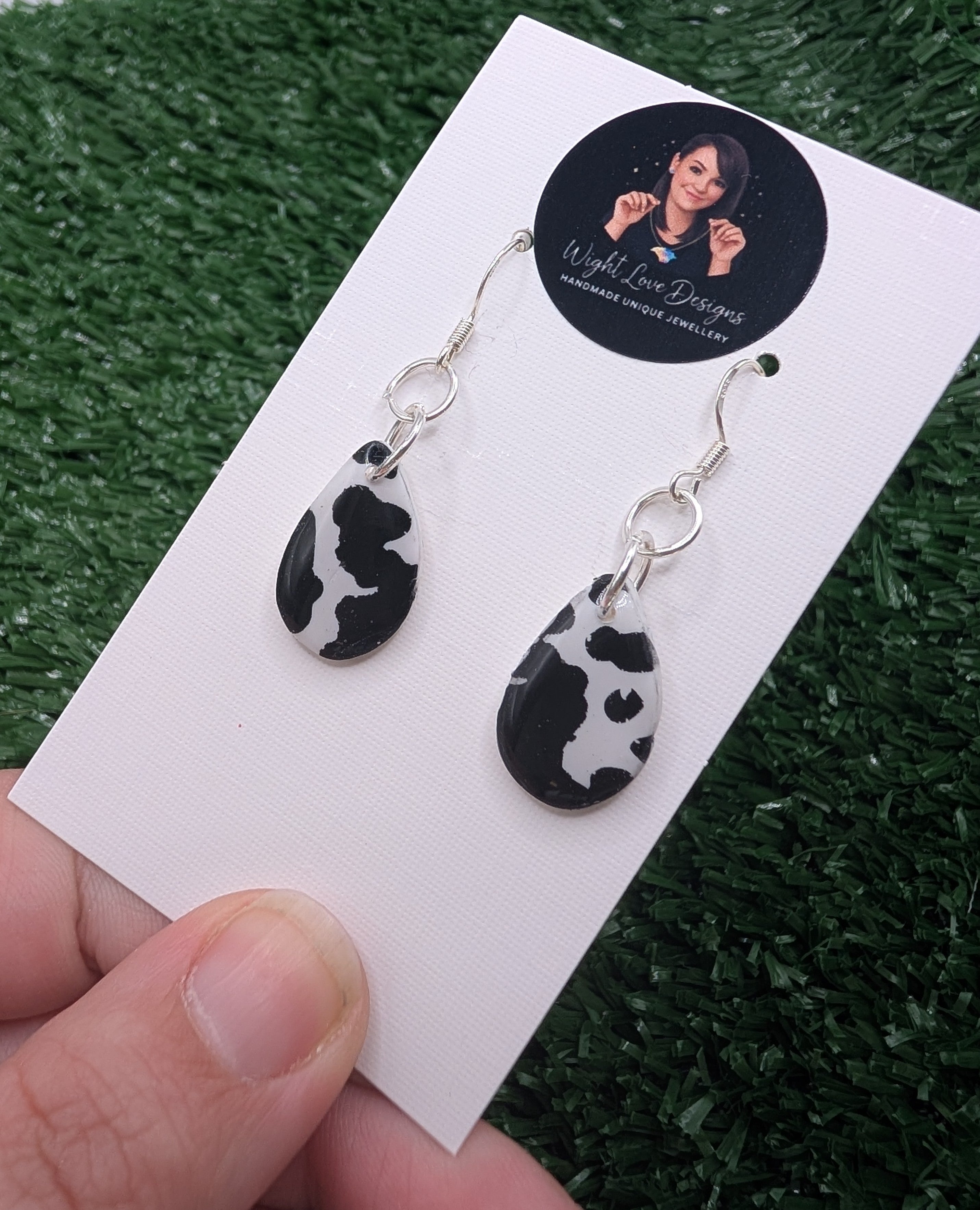 Cow Print Tear Drop Earrings