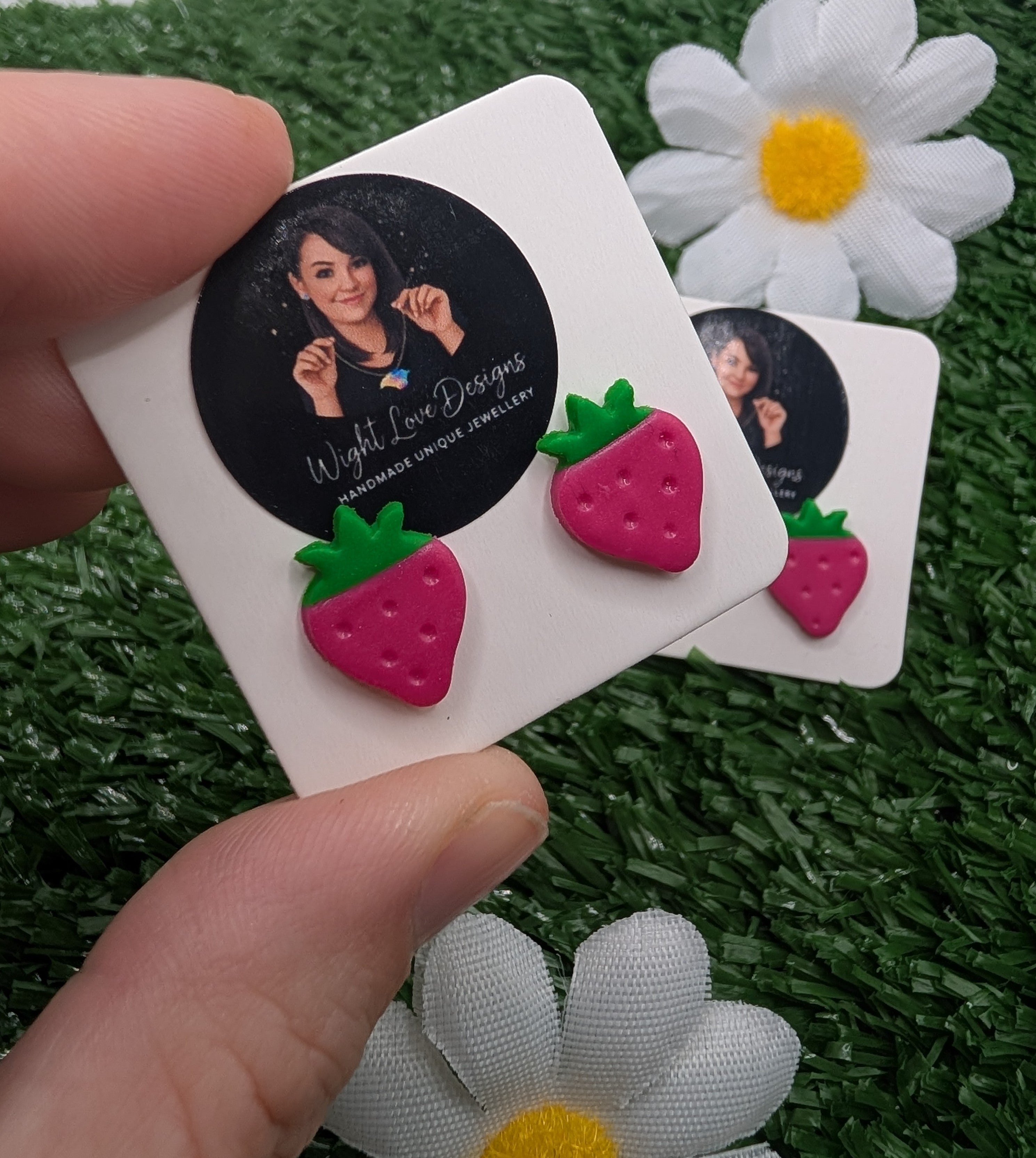 Pink Strawberry Stud Earrings