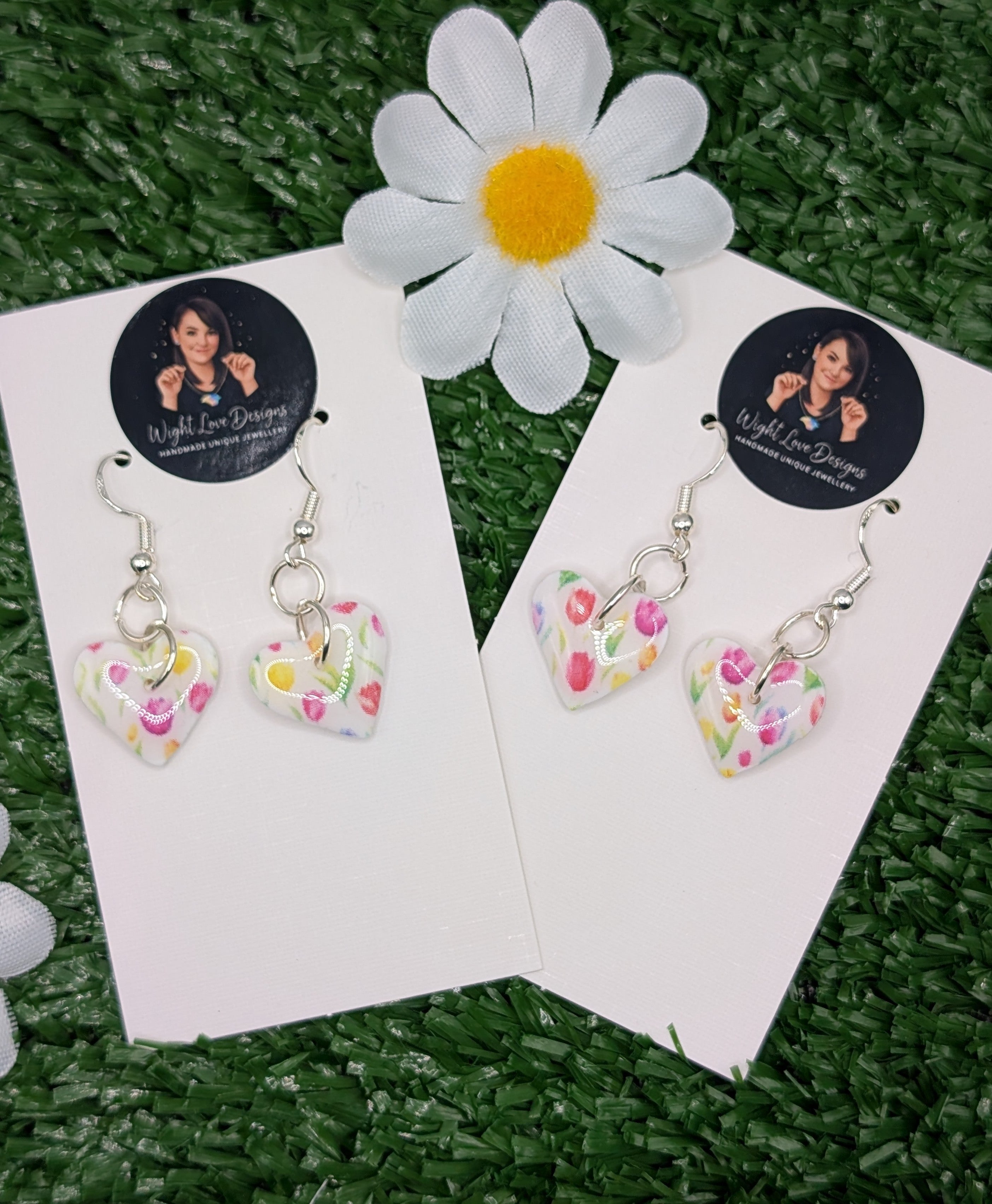 Small Tulip Heart Drop Earrings
