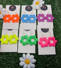 Large Neon Flower Drop Earrings
