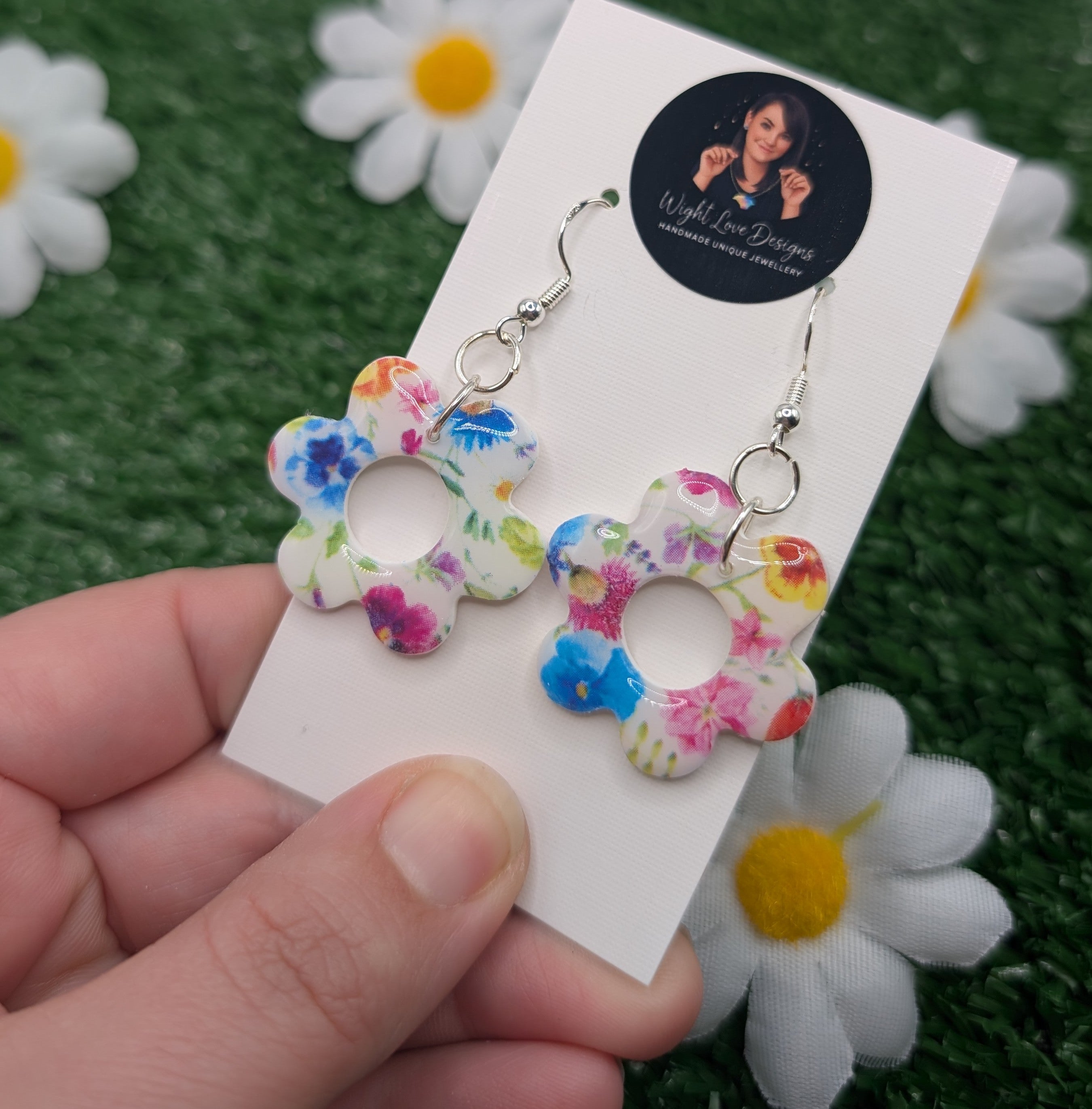 Pansy Flower Drop Earrings