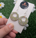Green Daisy Hoop Earrings