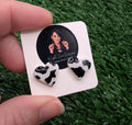 Cow Print Heart Stud Earrings