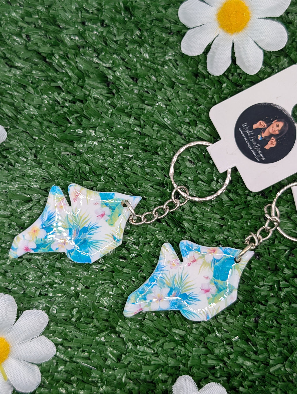 Tropical Flowers IOW Keyring