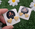 Yellow Daisy Heart Stud Earrings