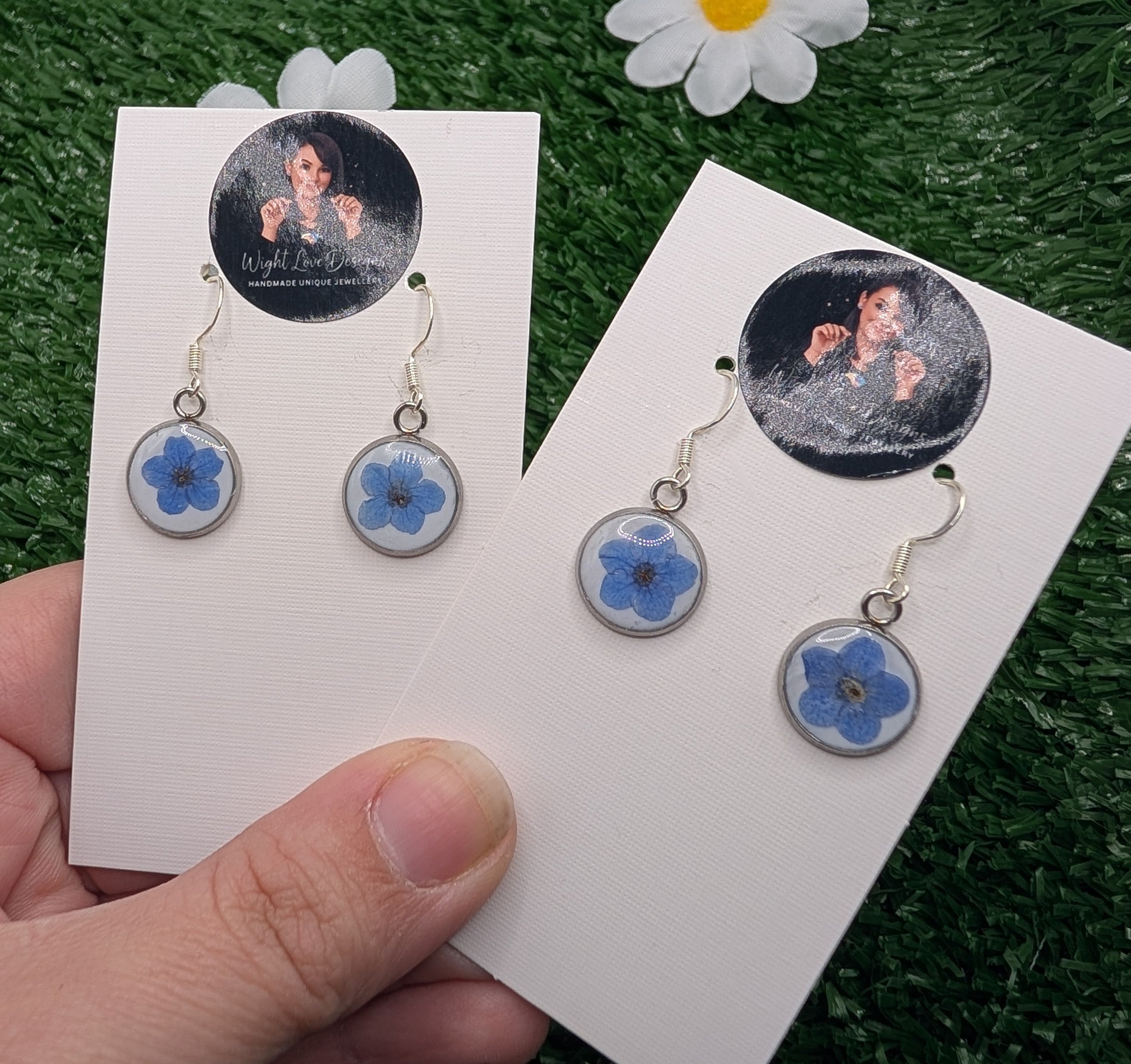 Forget Me Not Round Drop Earrings
