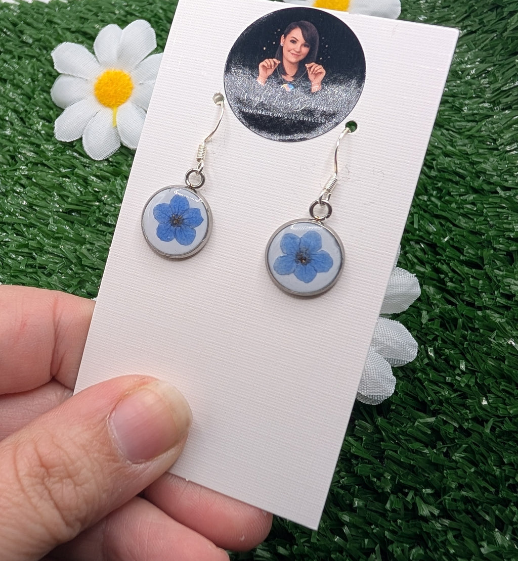 Forget Me Not Round Drop Earrings