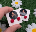 Mini Red Rose Stud Earrings