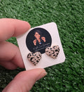 Leopard Print Heart Stud Earrings