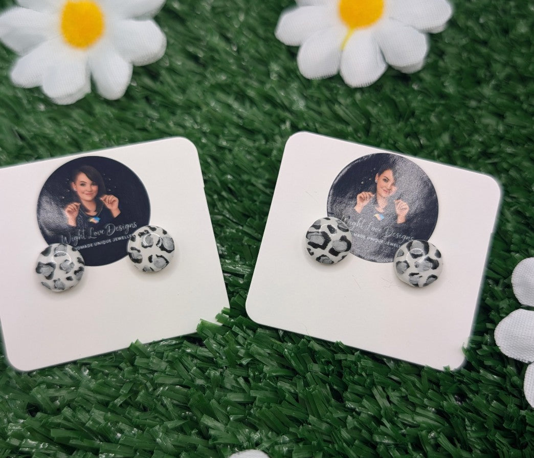 Snow Leopard Dot Stud Earrings
