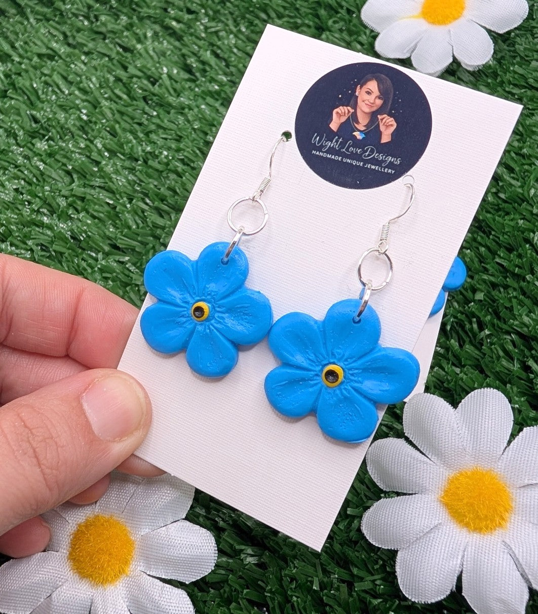 Large Forget Me Not Drop Earrings