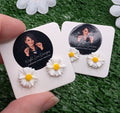 White Daisy Stud Earrings